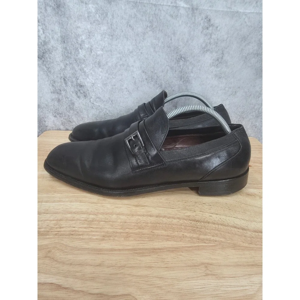 E. T Wright Loafers Mens 10.5 D Black Leather Monk Strap Italy Dress Shoe